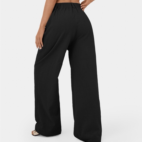 HALARA High Waisted Plicated Wide Leg Palazzo Cotton Pants NWT - Picture 3 of 7